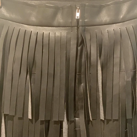 Fringe Black Mini Skirt - Picture 5 of 6